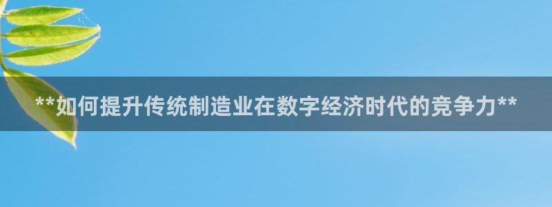 彩神是正规平台吗：**如何提升传统制造业在数字经济时代的竞争