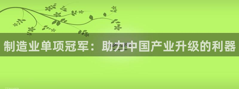 彩神网官网登录：制造业单项冠军：助力中国产业升级的利器