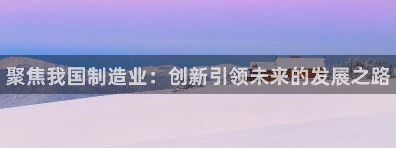 彩神V购彩大厅：聚焦我国制造业：创新引领未来的发展之路